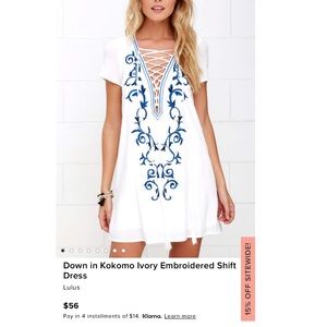 NWT Lulu’s Down in Kokomo Ivory Embroidered Dress